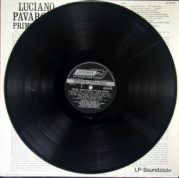 LUCIANO PAVAROTTI PRIMO TENORE LP 1971 LONDON FFRR RECORDS OS 26192