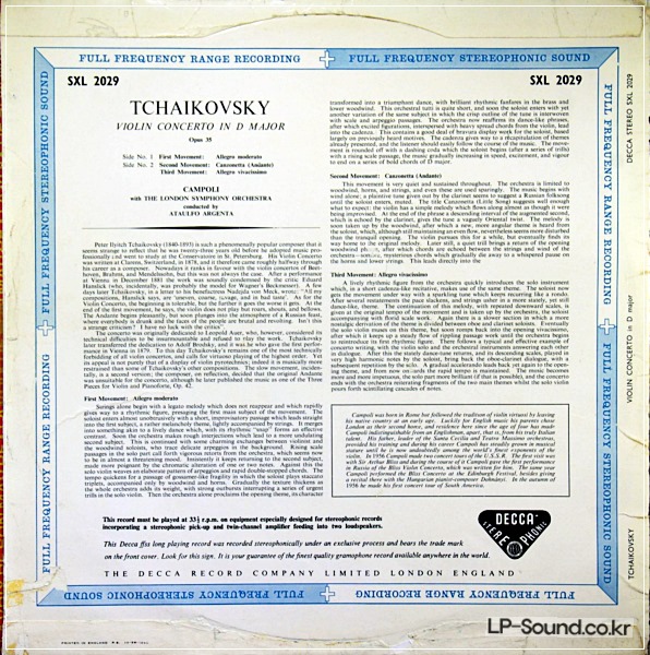 TCHAIKOVSKY VIOLIN CTO CAMPOLI ARGENTA DECCA SXL 2029