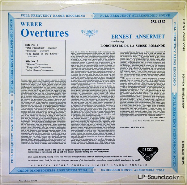 WEBER OVERTURES ANSERMET SXL 2112 WBG ED1 B/B