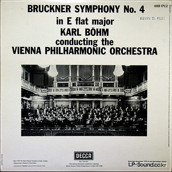 BRUCKNER: SYMPHONY NO. 4 KARL BOHM / VIENNA PO 2LP SET