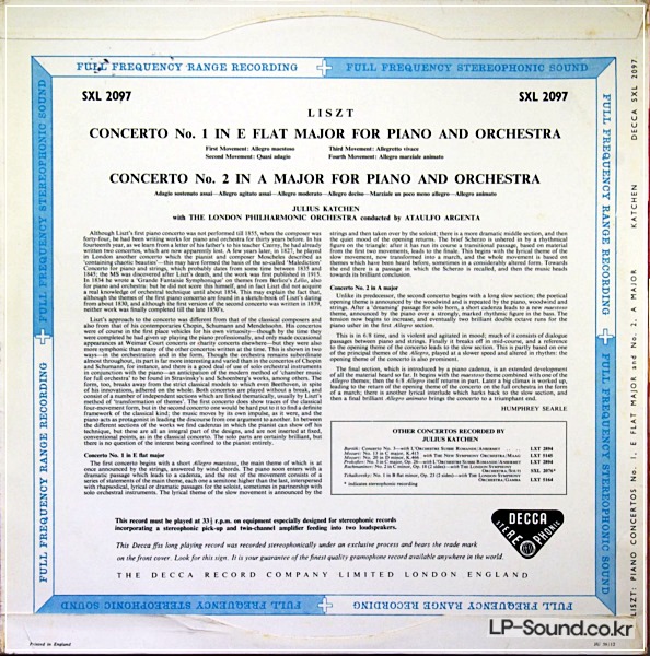 LISZT: THE PIANO CONCERTOS KATCHEN / LPO / ARGENTA SXL 2097
