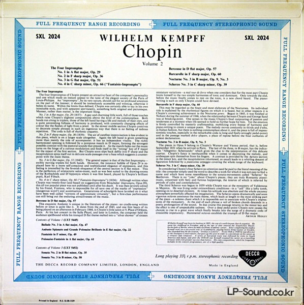 KEMPFF PLAYS CHOPIN VOL.2 * FOUR IMPROMPTUSDECCA SXL 2024