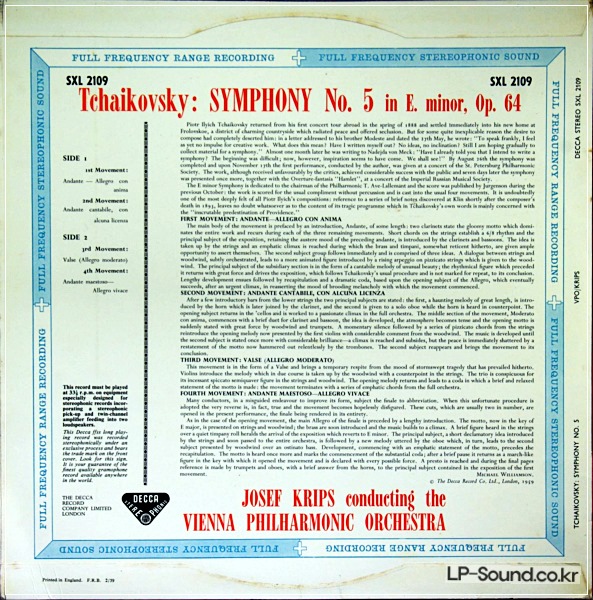 TCHAIKOVSKY NO. 5 - VIENNA PHILHARMONIC / KRIPS SXL 2109 BB
