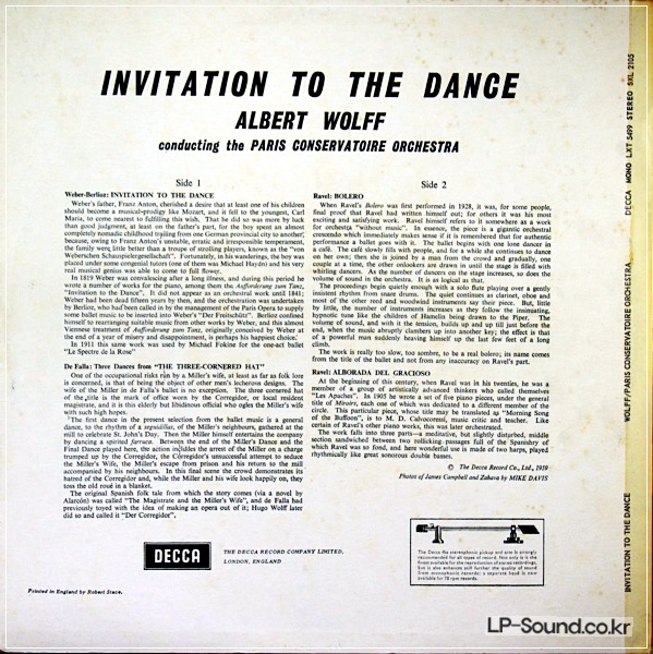 FALLA 3 CORNERED HAT RAVEL BOLERO WEBER INVITATION WOLFF SXL 2105