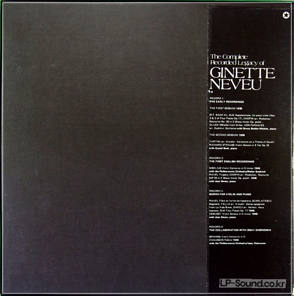 THE COMPLETE RECORDED LEGACY OF GINETTE NEVEU RLS 739