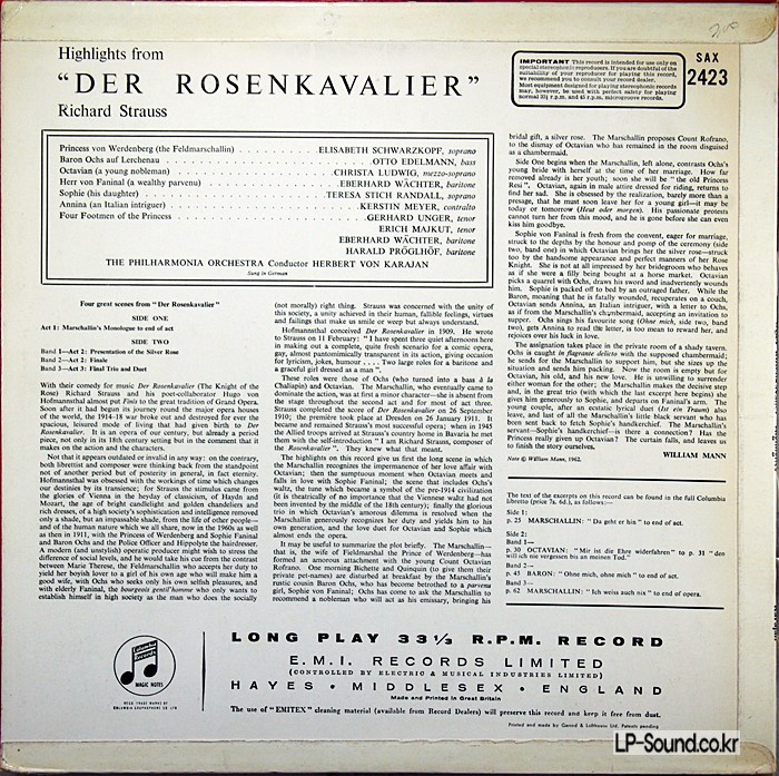 RICHARD STRAUSS - DER ROSENKAVALIER HIGHLIGHTS SAX 2423