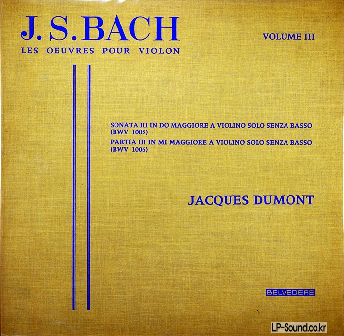 JACQUES DUMONT J.S BACH, SONATEN UND PARTITEN FUR SOLO BELVEDERE 1ST CLOTH PRESS.