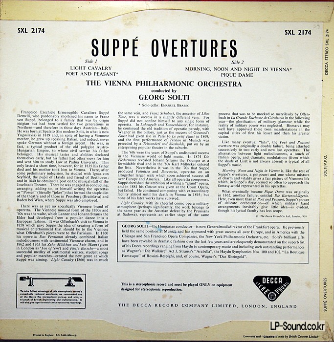 SUPPE: FOUR OVERTURES SOLTI / VIENNA  SXL 2174