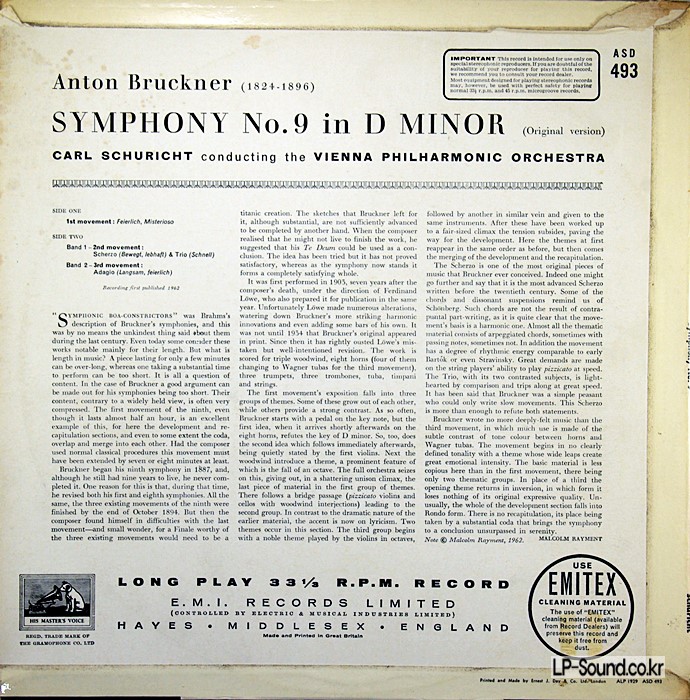 BRUCKNER NO.9  CARL SCHURICHT  ASD 493