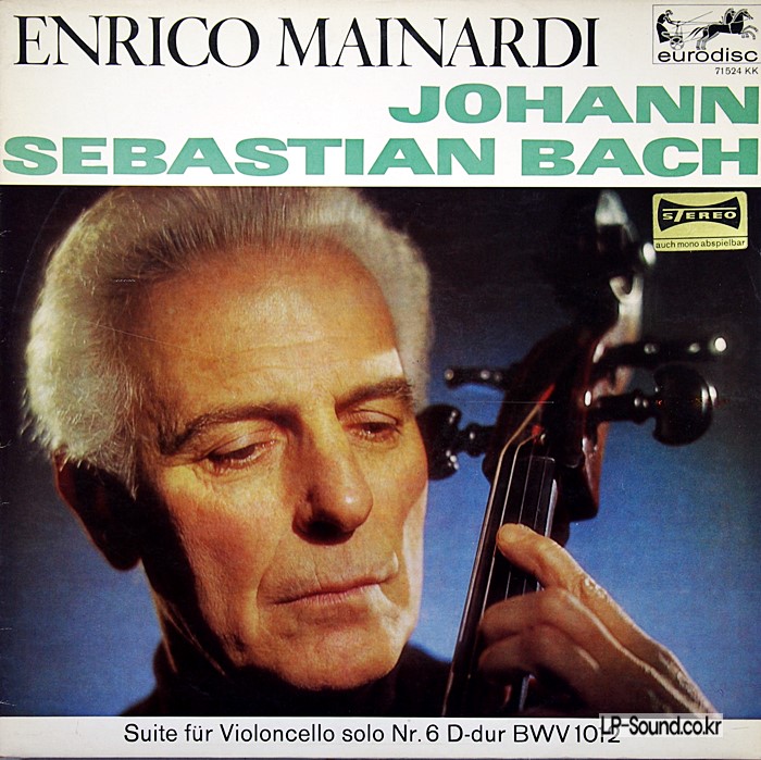 BACH SUITES FOR CELLO ENRICO MAINARDI  NO.1-6 4LP EURODISC 76 069 XK STEREO