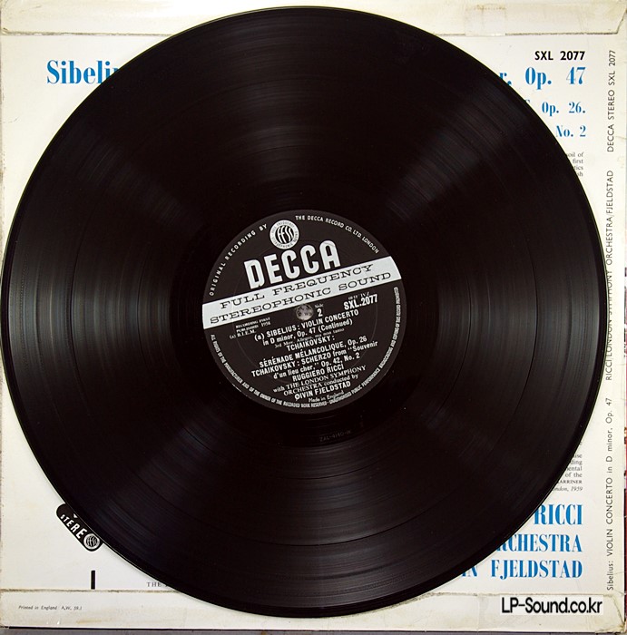 SIBELIUS VIOLIN CONCERTO RUGGIERO RICCI   SXL 2077 B/B