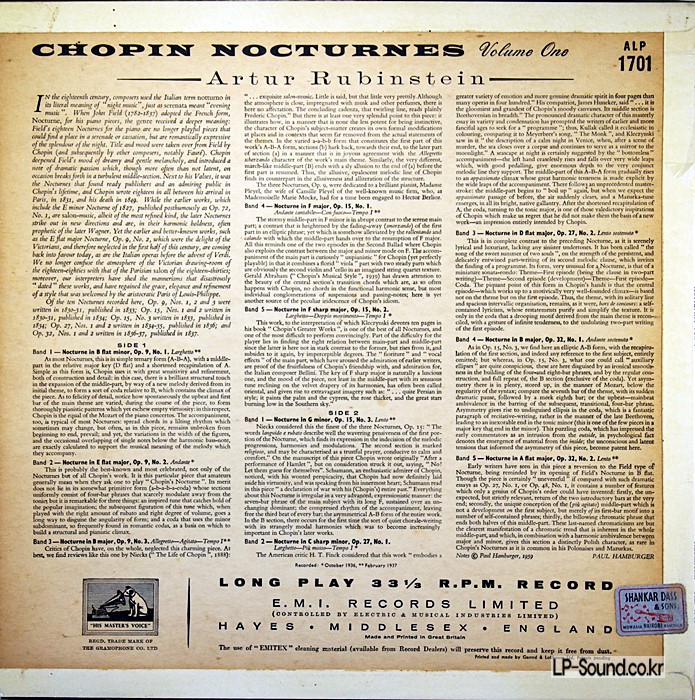CHOPIN - NOCTURNES VOLUME ONE AND TWO / ARTUR RUBINSTEIN, PIANO