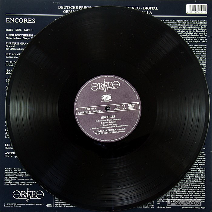 LUDWIG STREICHER ENCORES DOUBLE BASS RECITAL ORFEO LP S225911A