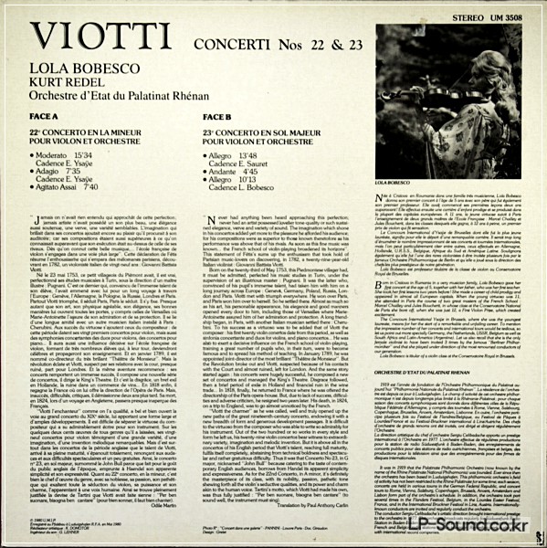 LOLA BOBESCO & REDEL - VIOTTI CONCERTI  UM 3508