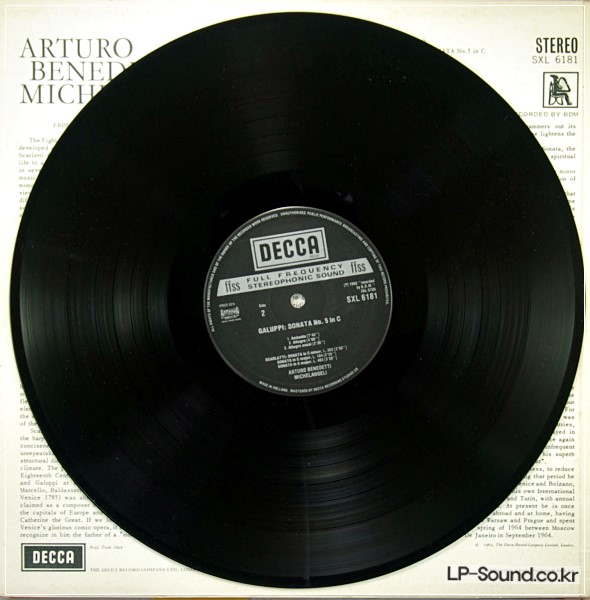 ARTURO BENEDETTI MICHELANGELI PIANO DECCA  SXL 6181