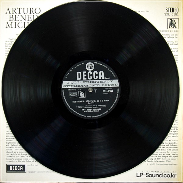ARTURO BENEDETTI MICHELANGELI PIANO DECCA WBG SXL 6181