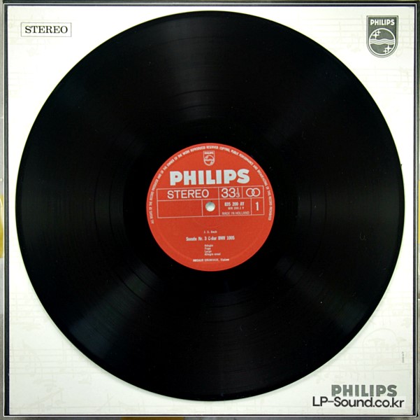 BACH SOLO VIOLIN ARTHUR GRUMIAUX PHILIPS 835198/200 HOL-1960S 3-LP.