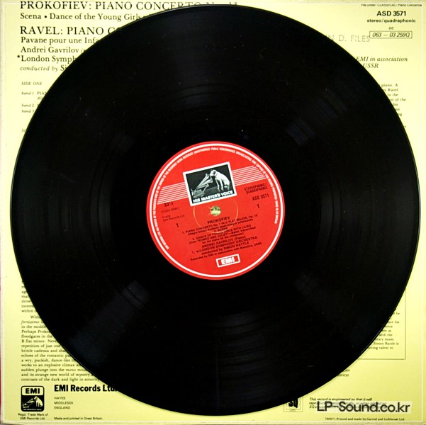 PROKOFIEV PIANO CONCERTO NO.1 RAVEL LEFT HAND  ANDREI GAVRILOV ASD 3571