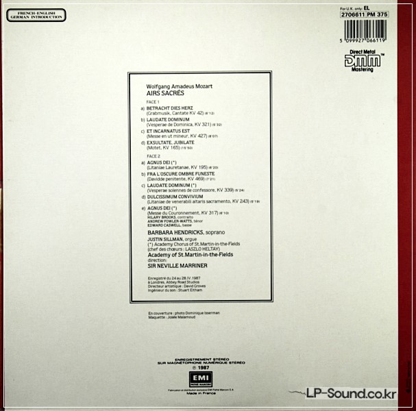 MOZART:AIRS SACRéSBARBARA HENDRICKS MARRINER*EMI