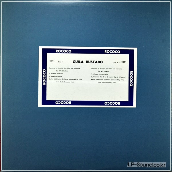 GUILA BUSTABO SIBELIUS VIOLIN CONCERTO MONO ROCOCO