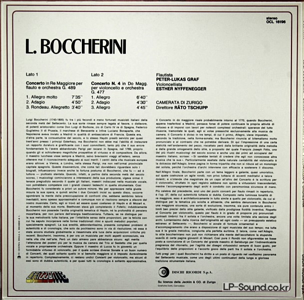 BOCCHERINI FLOTENKONZERT IN D-DUR, OP. 27 RICORDI