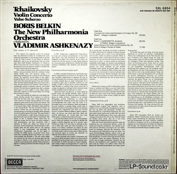 TCHAIKOVSKY : VIOLIN CONCERTO+VALSE  BORIS BELKIN  SXL 6854