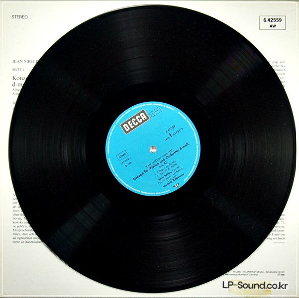 SIBELIUS VIOLIN CONCERTOBORIS BELKIN   6.42559 AW