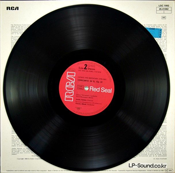 BEETHOVEN VIOLIN CONCERTOJASCHA HEIFETZ-MUNCH  LSC 1992