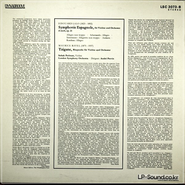 ITZHAK PERLMAN/PREVIN LALO  RAVEL TZIGANE RCA LSC-3073