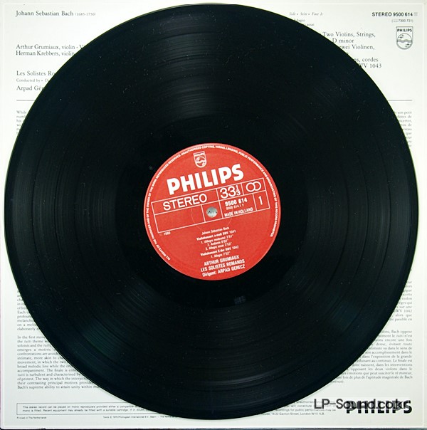 BACH 3 VIOLIN CONCERTOS GRUMIAUX KREBBERS PHILIPS 9500 614