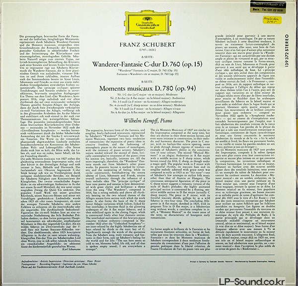SCHUBERT WANDERER FANTASIE D 760 WILHELM KEMPFF LARGE TULIPS 139 372 LP