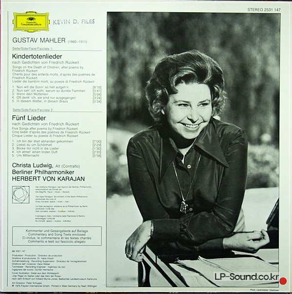 MAHLER KINDERTOTENLIEDER, RUCKERT-LIEDER - DG 2531 147