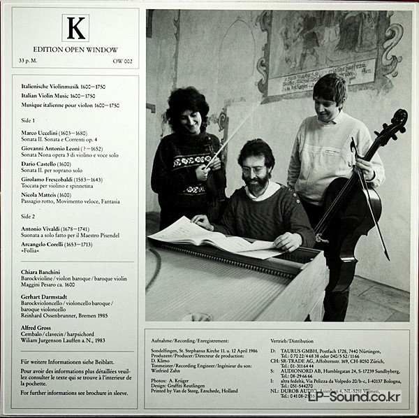 ITALIAN VIOLIN MUSIC BAROQUE/BANCHINI/OPEN WINDOW OW 002/  AUDIOPHILE