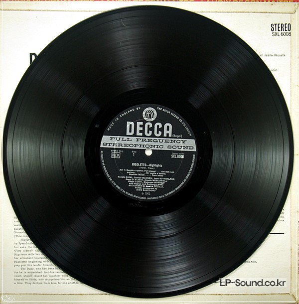 VERDI RIGOLETTO H/LIGHTS LP SUTHERLAND SANZOGNO SXL 6008