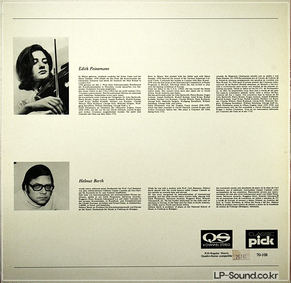 PEINEMANN - BARTOK, SUK, BLOCH VIOLIN RECITAL SWISS ONLY