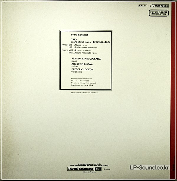 SCHUBERT:TRIO OP.100*COLLARD-DUMAY-LODEON *EMI PATHE DIGITAL *1985