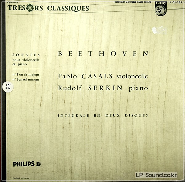 BEETHOVEN SONATAS FOR CELLO &PIANO NO.1/2.CASALS/SERKIN. PHILIPS L 01.285 L