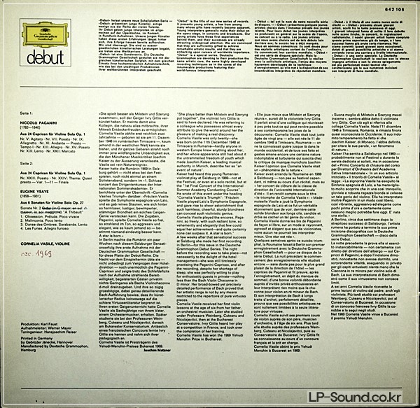 CORNELIA VASILE PAGANINI:CAPRICEN+YSAYE:SONATE NR.2 VIOLIN . DG 642 106
