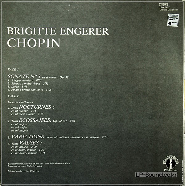 BRIGITTE ENGERER: CHOPIN PIANO SONATA NO.3/PIANO  LDX 78707