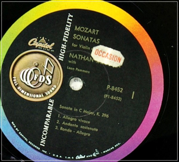 MOZART VIOLIN SONATA MILSTEIN,POMMERS CAPITOL P 8452