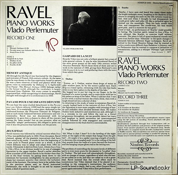 RAVEL PIANO WORKS VLADO PERLEMUTER  NIMBUS 2101-3 3LP