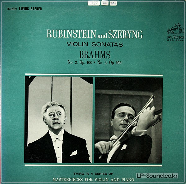 BRAHMS VIOLIN SONATASRUBINSTEIN-SZERYNG LSC 2619