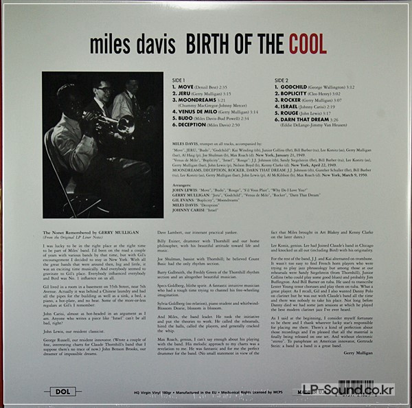 BIRTH OF COOL  MILES DAVIS DOL801 HG