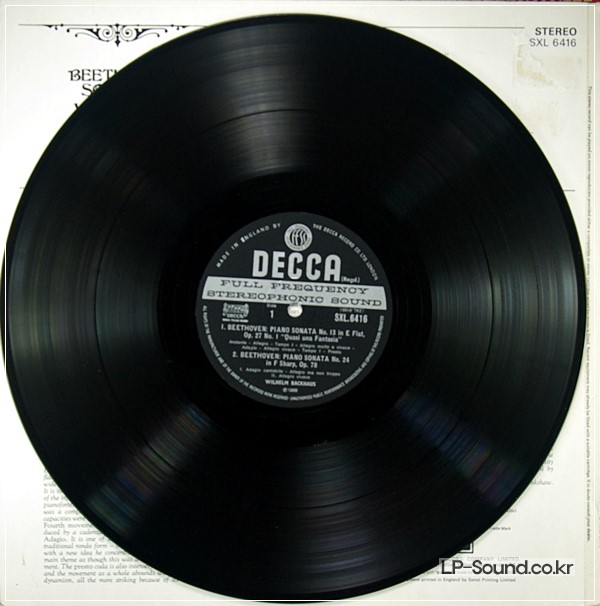 BEETHOVEN SONATAS WILHELM BACKHAUS NO.3.13.24   SXL 6416