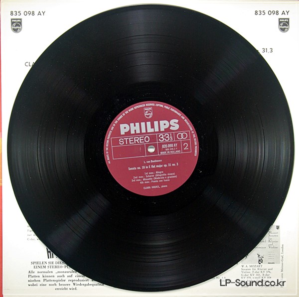 BEETHOVEN SONATA SCLARA HASKIL PHILIPS  835 098 AY STREO