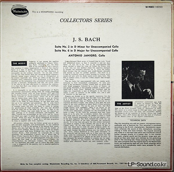 BACH UNACCOMPANIED CELLO SUITES 2,6 JANIGRO W 9002