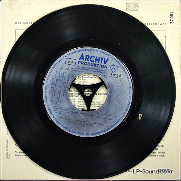 BACH CHACONNE FOR VIOLIN SOLO NO.2 BWV 1004  45 RPM EP