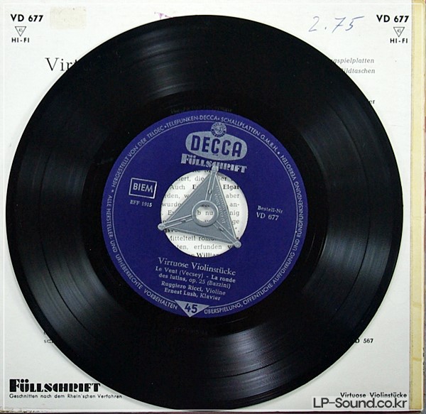 RUGGIERO RICCI,ERNEST LUSH–RUGGIERO RICCI VIRTUOSO SHOWPIECES 45RPM