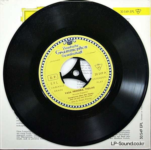 VASA PRIHODA PAGANINI SMETANA DGG ED1 EPL 30549 6/60 SAMPLE 7-INCH