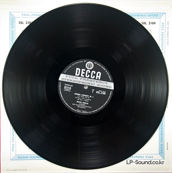 BRAHMS SYM NO 3, KUBELIK, VIENNA PHIL, SXL 2104